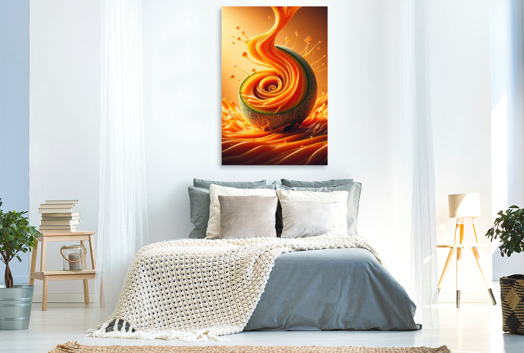 Premium Textil-Leinwand Eine Melone, angenehm süß mit einem Hauch von Honig