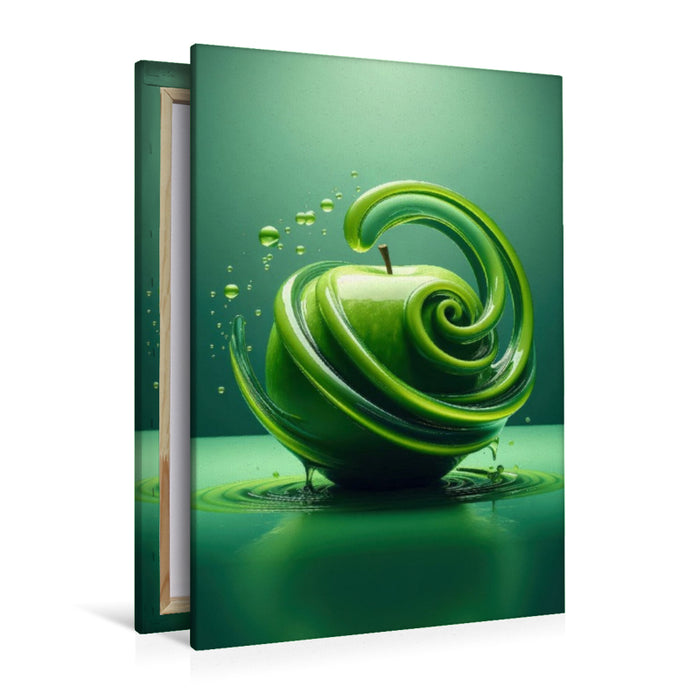 Premium Textil-Leinwand Ein saftiger knackiger grüner Apfel