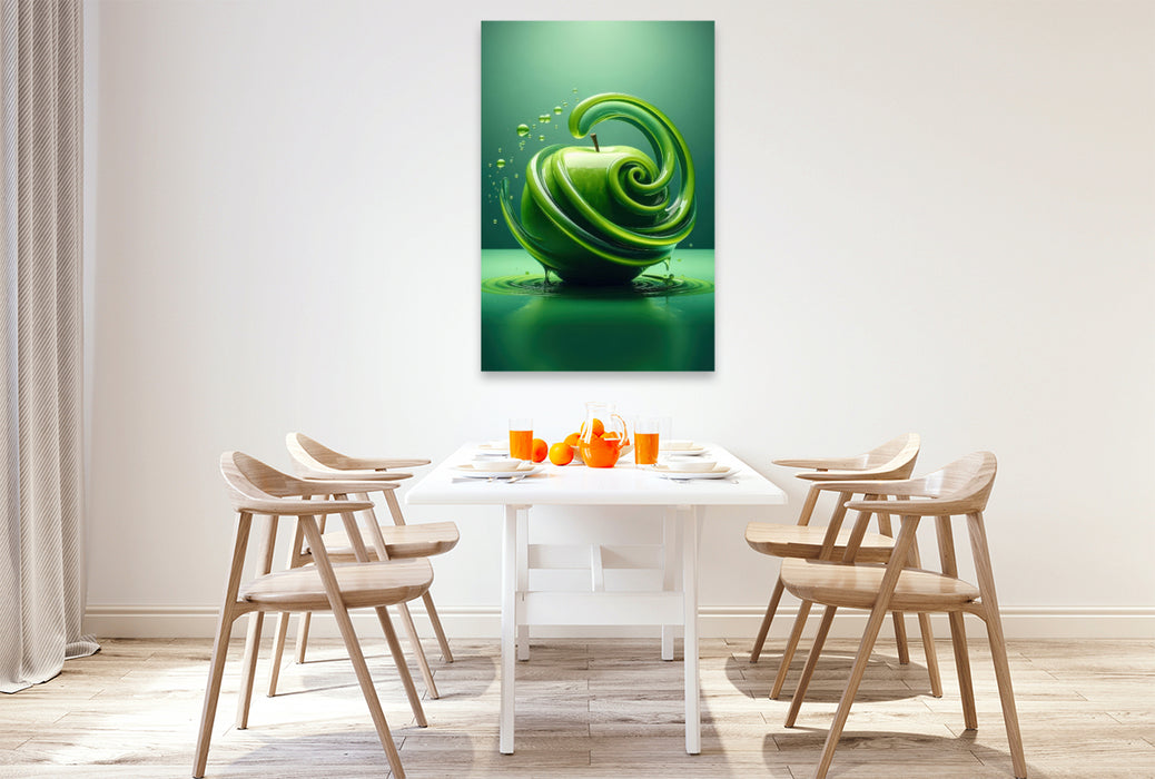Premium Textil-Leinwand Ein saftiger knackiger grüner Apfel