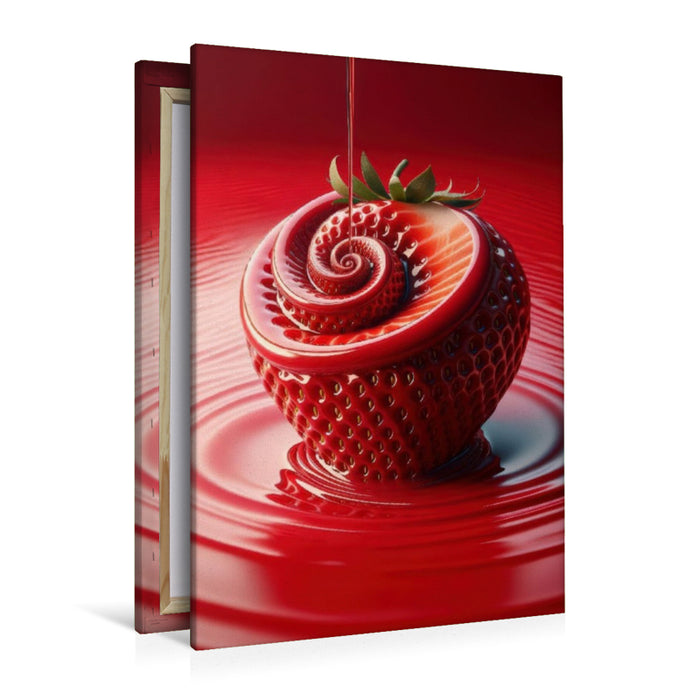 Premium Textil-Leinwand Eine cremige Erdbeere, frisch und süß