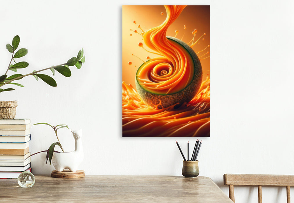 Premium Textil-Leinwand Eine Melone, angenehm süß mit einem Hauch von Honig