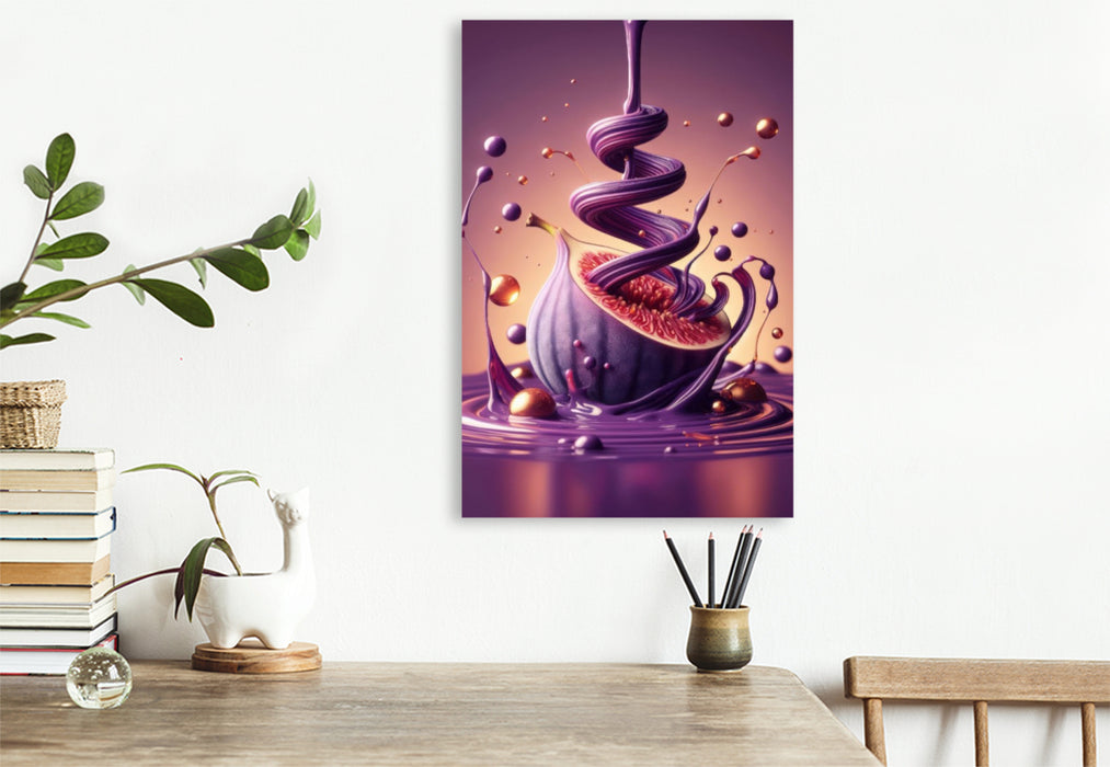 Premium Textil-Leinwand Eine cremige Feige lädt zum essen ein