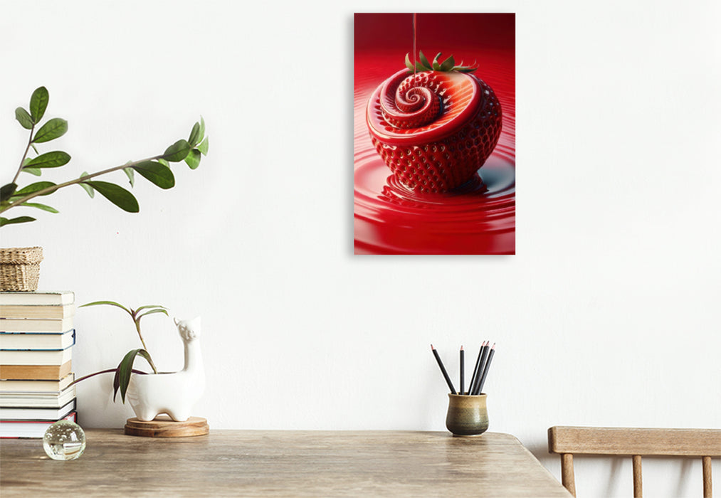 Premium Textil-Leinwand Eine cremige Erdbeere, frisch und süß