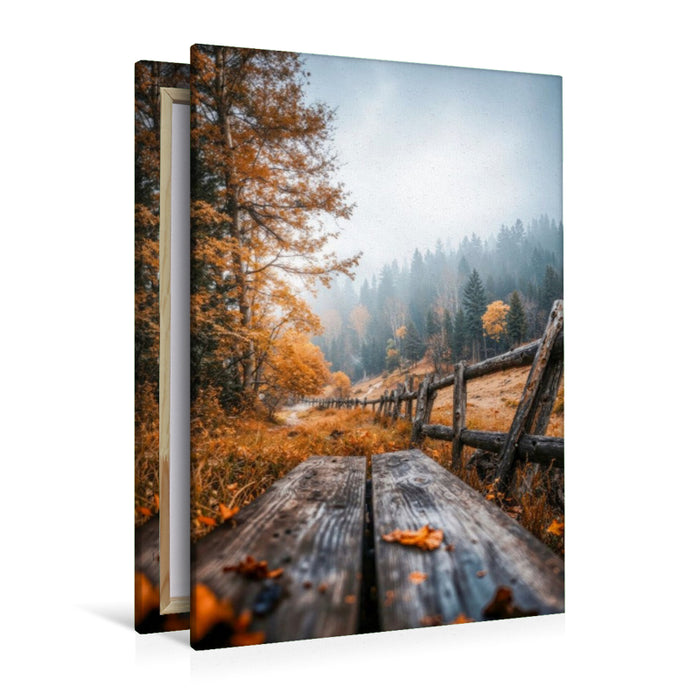 Premium Textil-Leinwand Über Holz und Stein geht es weiter