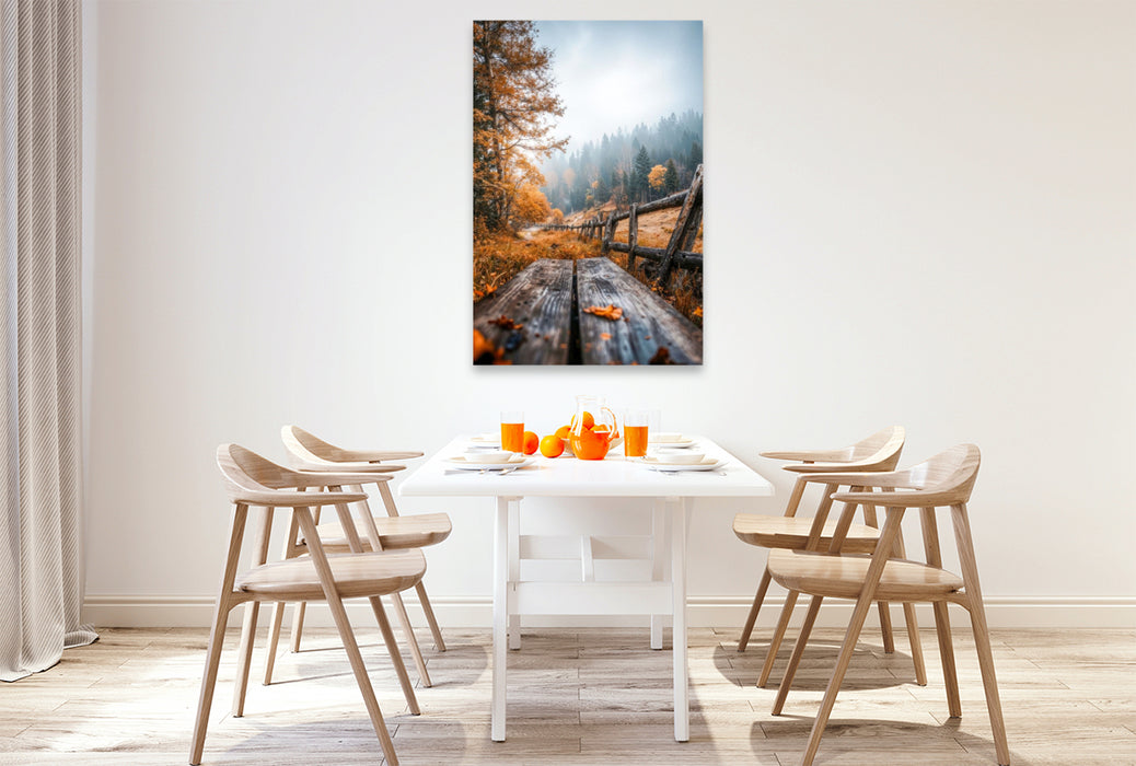 Premium Textil-Leinwand Über Holz und Stein geht es weiter