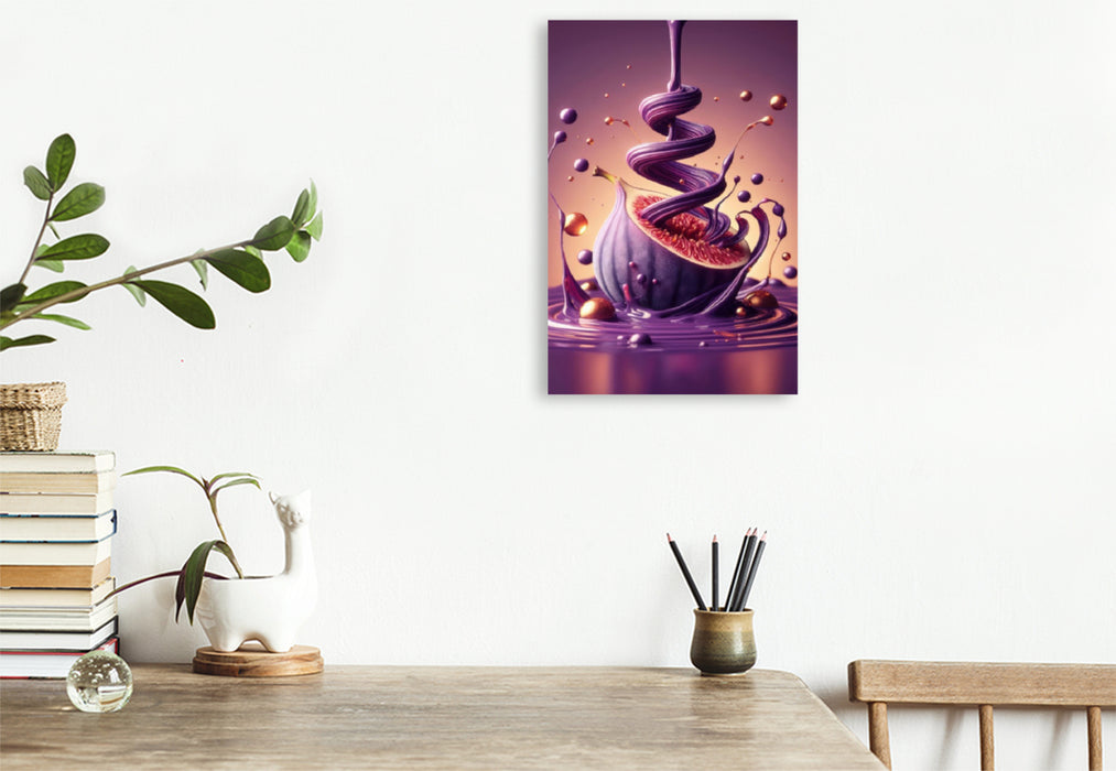 Premium Textil-Leinwand Eine cremige Feige lädt zum essen ein