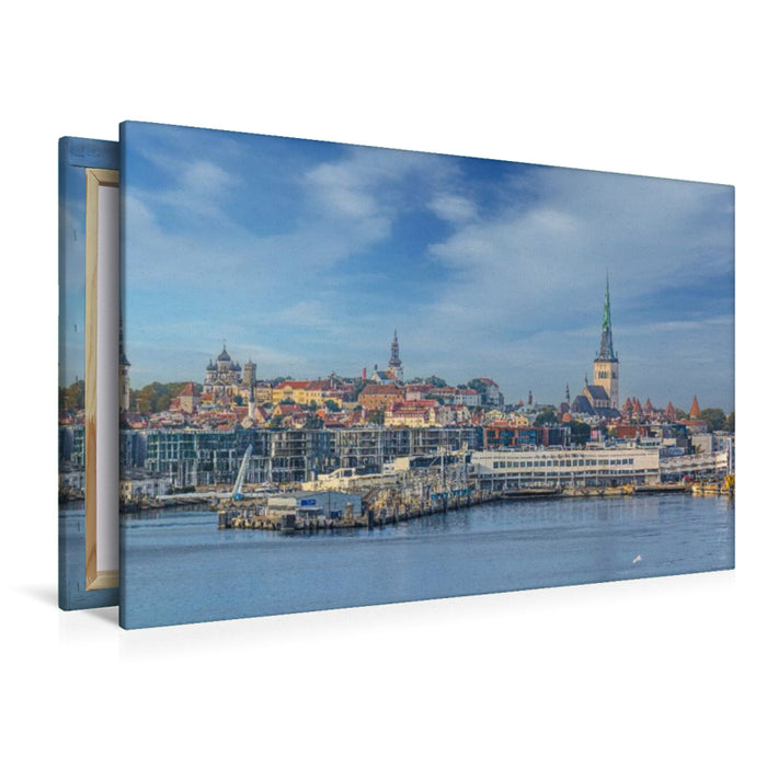 Premium Textil-Leinwand Skyline Tallinn – Ein Blick, tausend Geschichten