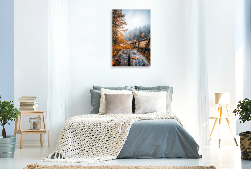 Premium Textil-Leinwand Über Holz und Stein geht es weiter