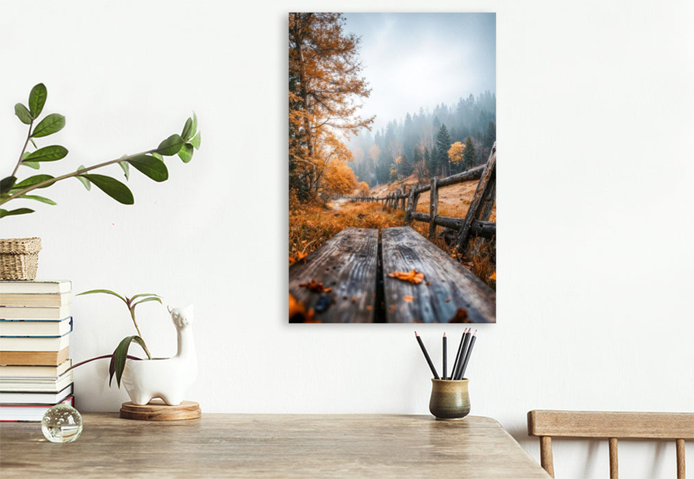 Premium Textil-Leinwand Über Holz und Stein geht es weiter