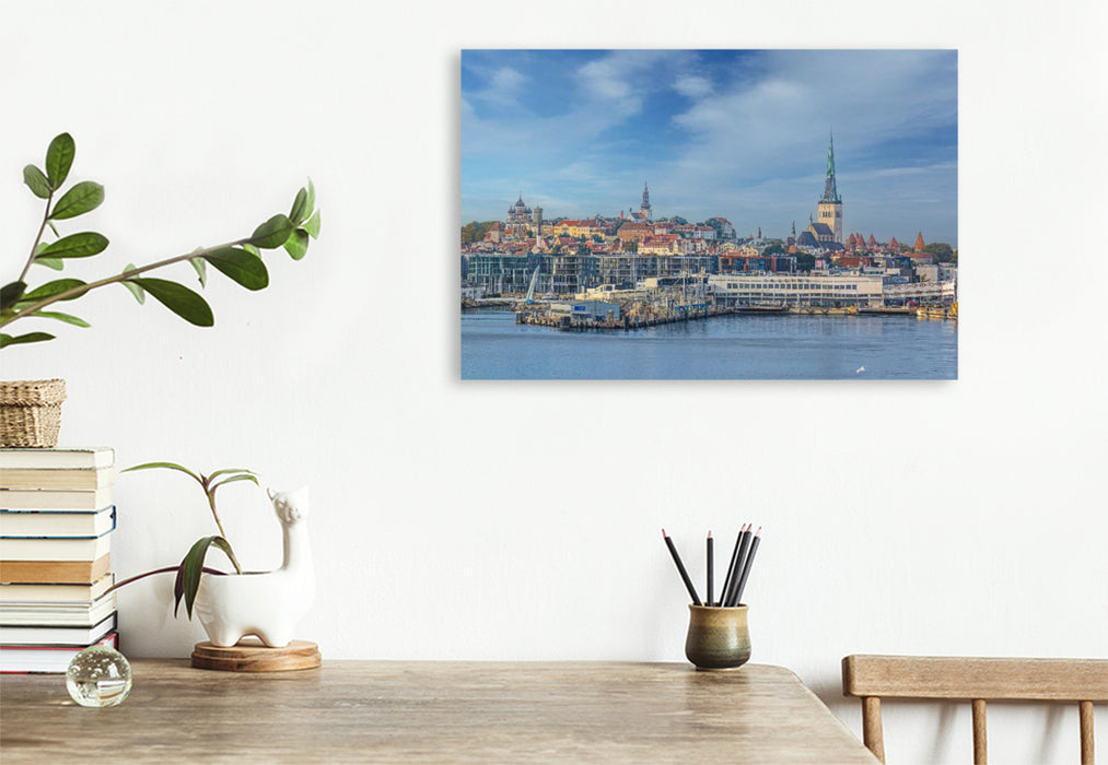 Premium Textil-Leinwand Skyline Tallinn – Ein Blick, tausend Geschichten