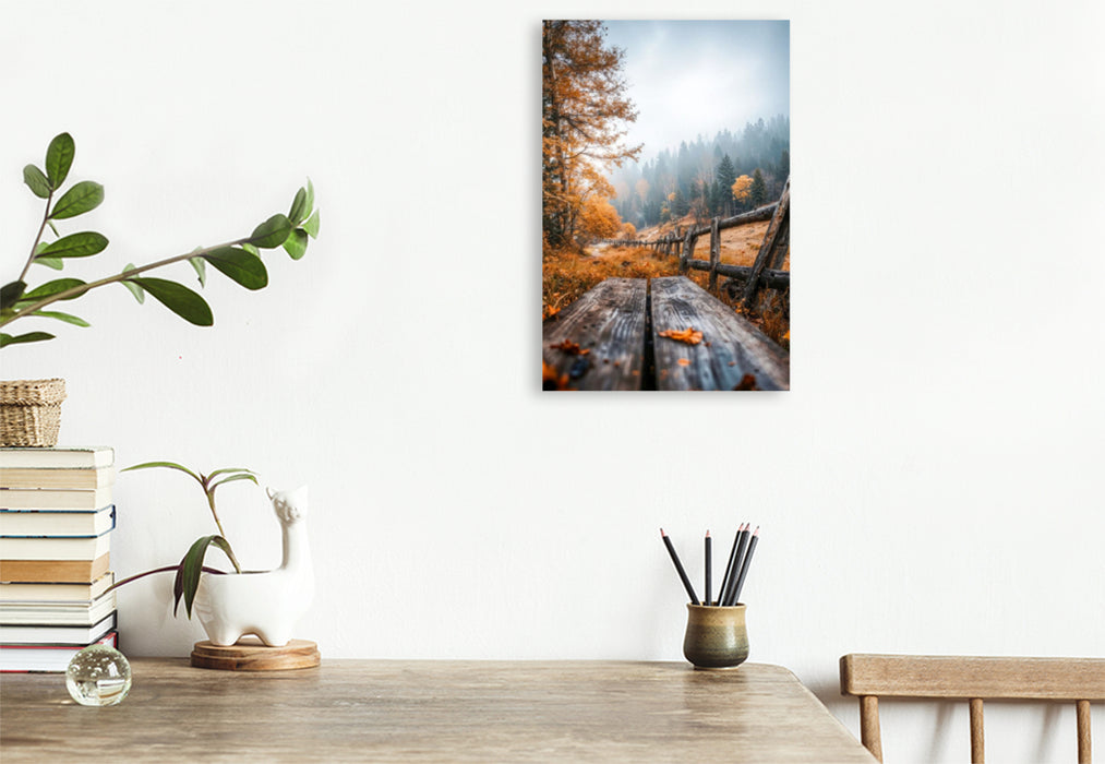 Premium Textil-Leinwand Über Holz und Stein geht es weiter