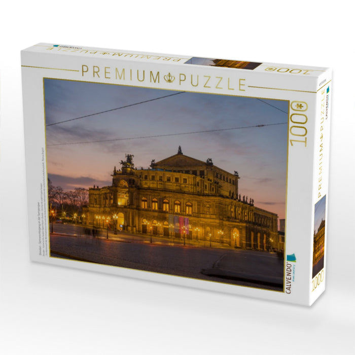 Dresden - Sonnenuntergang an der Semperoper - CALVENDO Foto-Puzzle'