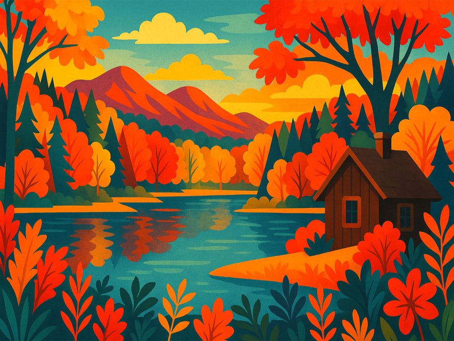Indian Summer am See: Herbstzauber in Nordamerika - CALVENDO Foto-Puzzle'