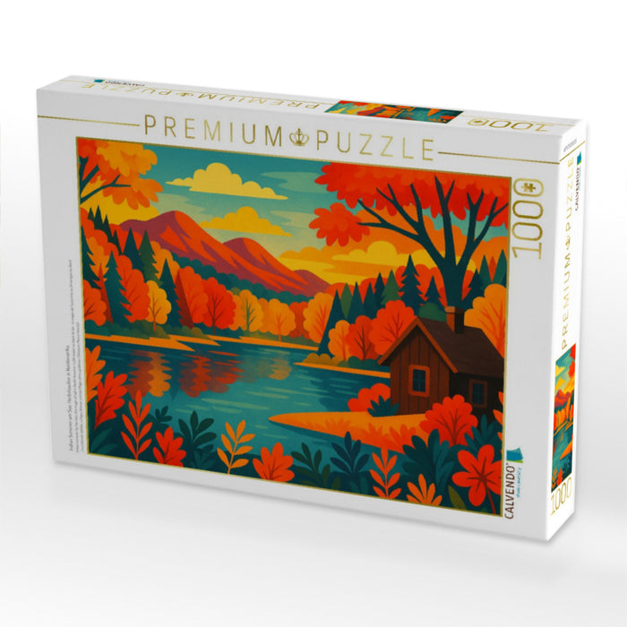 Indian Summer am See: Herbstzauber in Nordamerika - CALVENDO Foto-Puzzle'