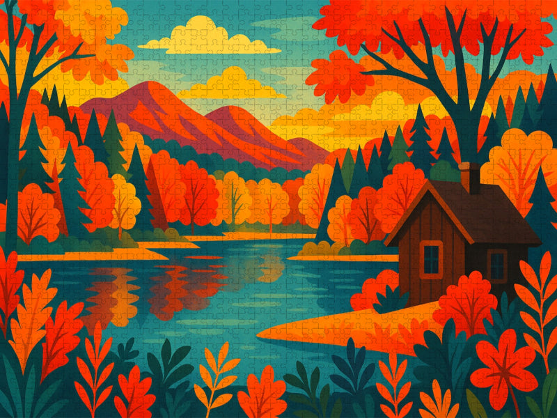 Indian Summer am See: Herbstzauber in Nordamerika - CALVENDO Foto-Puzzle'