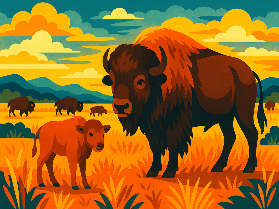 Bison in der Prärie: Stolz des amerikanischen Westens. - CALVENDO Foto-Puzzle'