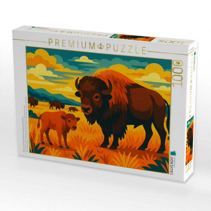 Bison in der Prärie: Stolz des amerikanischen Westens. - CALVENDO Foto-Puzzle'