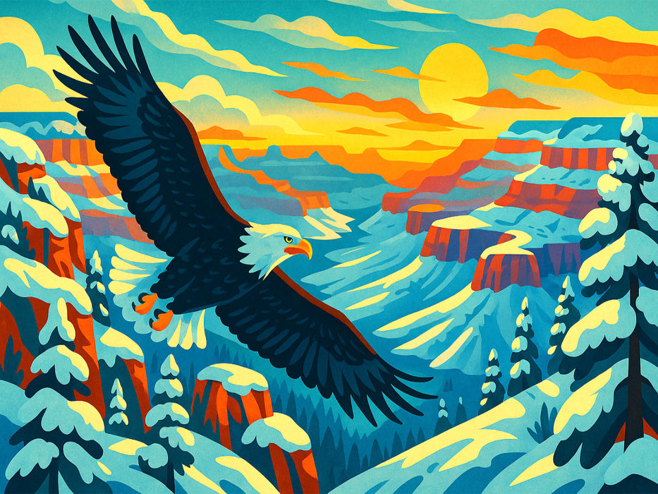 Ein majestätischer Weißkopfseeadler gleitet über dem Grand Canyon: Freiheit Amerikas - CALVENDO Foto-Puzzle'