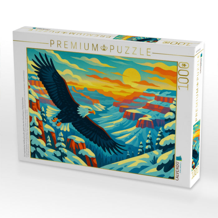 Ein majestätischer Weißkopfseeadler gleitet über dem Grand Canyon: Freiheit Amerikas - CALVENDO Foto-Puzzle'