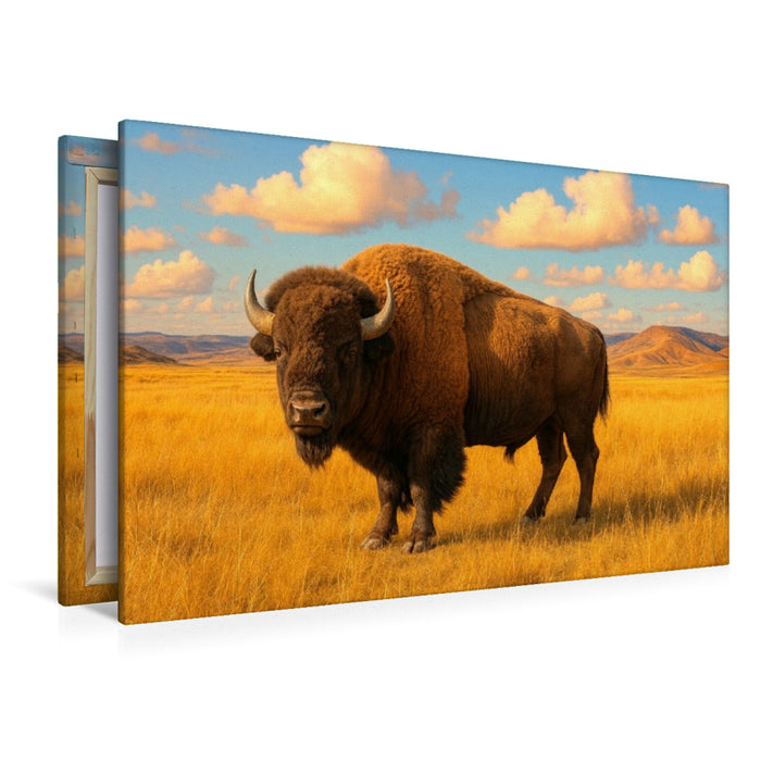 Premium Textil-Leinwand König der Prärie: Der amerikanische Bison