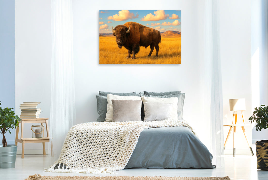 Premium Textil-Leinwand König der Prärie: Der amerikanische Bison