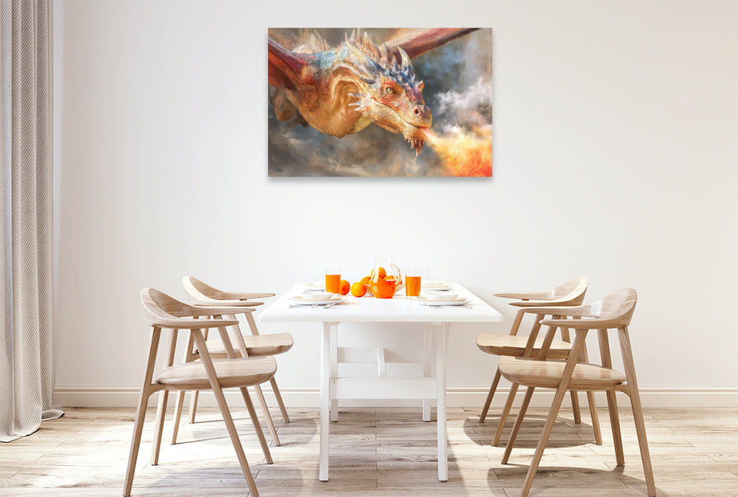 Premium Textil-Leinwand Drachen