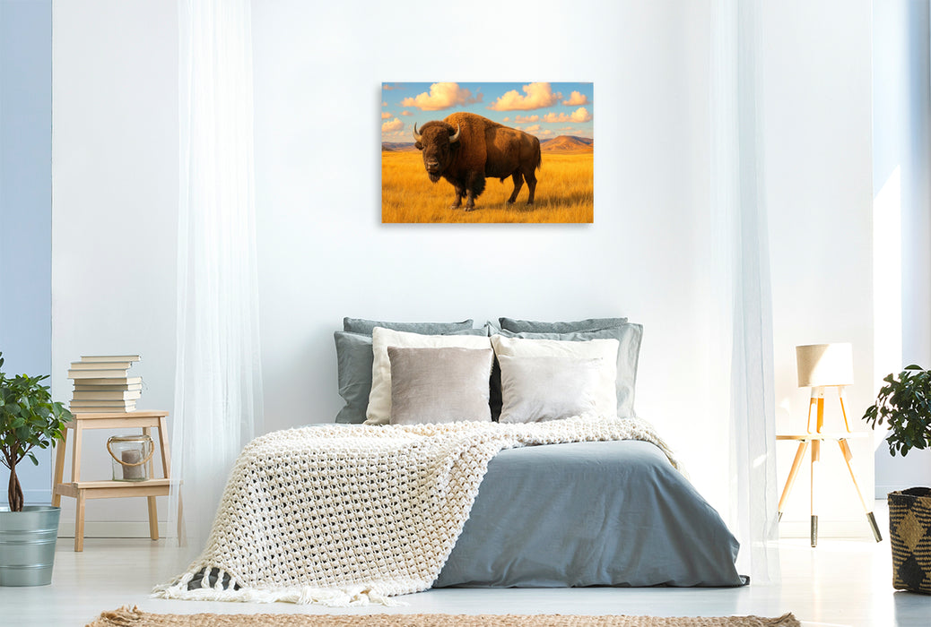 Premium Textil-Leinwand König der Prärie: Der amerikanische Bison