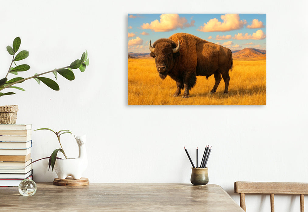 Premium Textil-Leinwand König der Prärie: Der amerikanische Bison