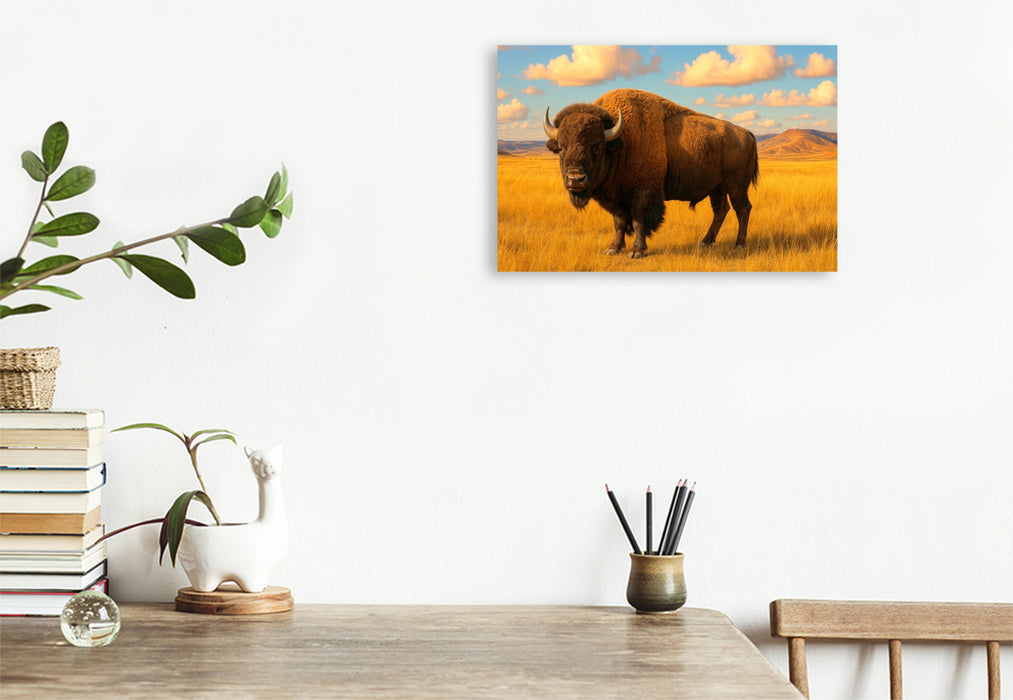 Premium Textil-Leinwand König der Prärie: Der amerikanische Bison