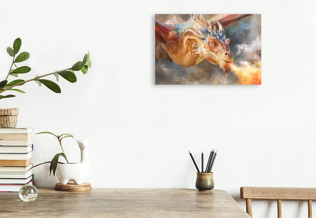 Premium Textil-Leinwand Drachen