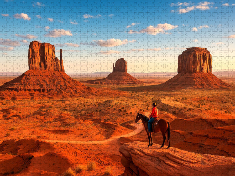 Monument Valley – Im Land der roten Riesen. Ein Cowboyblick über die Weiten des Wilden Westens - CALVENDO Foto-Puzzle'