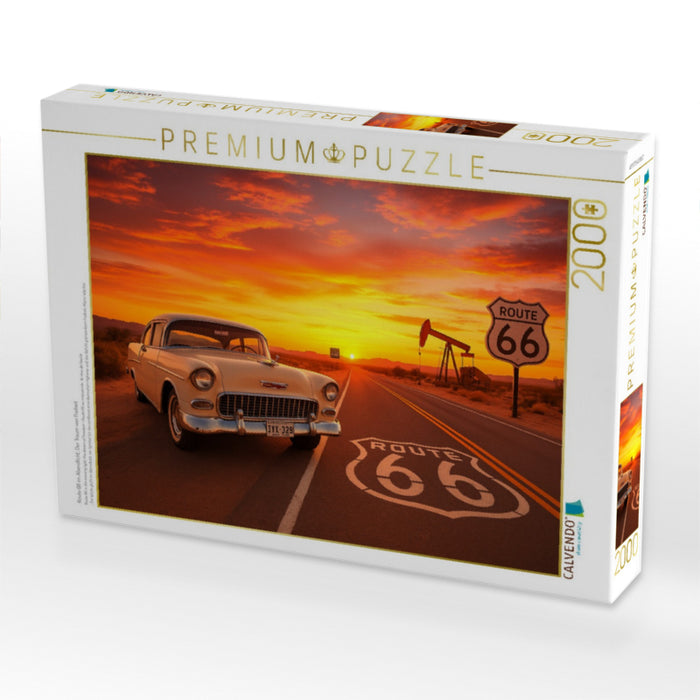 Route 66 im Abendlicht: Der Traum von Freiheit - CALVENDO Foto-Puzzle'