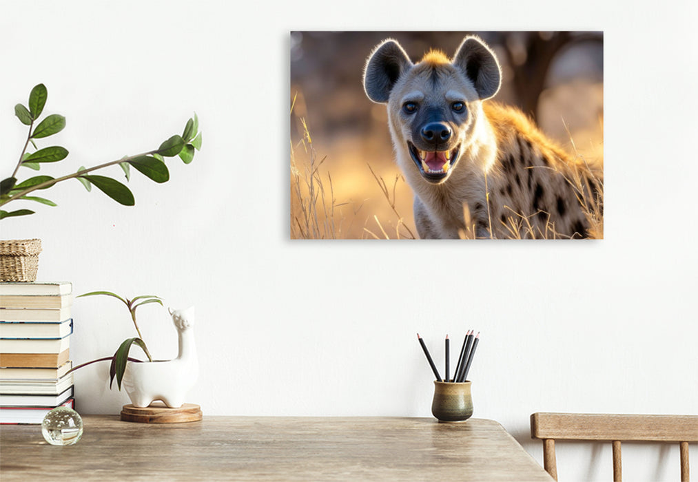 Premium Textil-Leinwand Angsteinflössendes Zähnefletschen