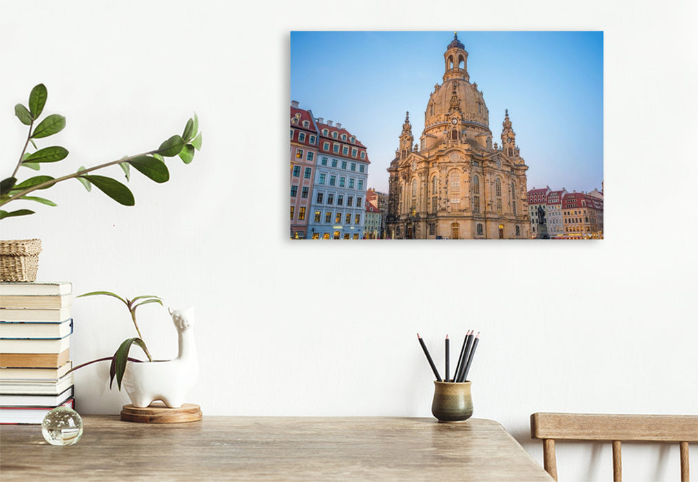 Premium Textil-Leinwand Die Frauenkirche in Dresden