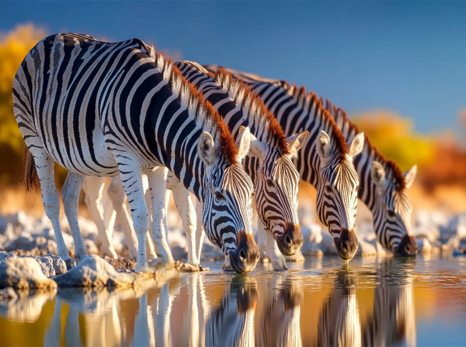 Gemeinsames Erfrischen am Wasserloch - CALVENDO Foto-Puzzle'