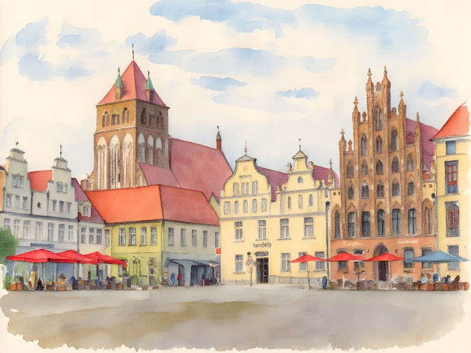 Marktplatz Greifswald - CALVENDO Foto-Puzzle'