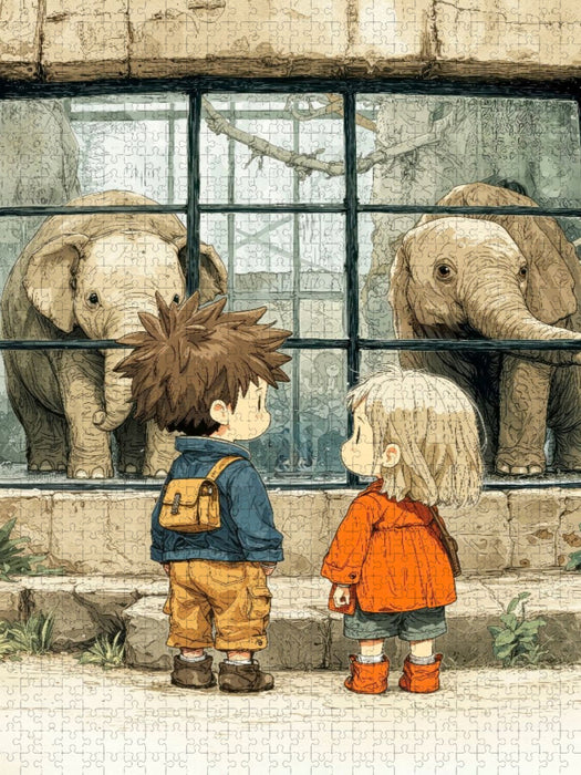 Die Elefanten sind aber ganz schön groß - CALVENDO Foto-Puzzle'