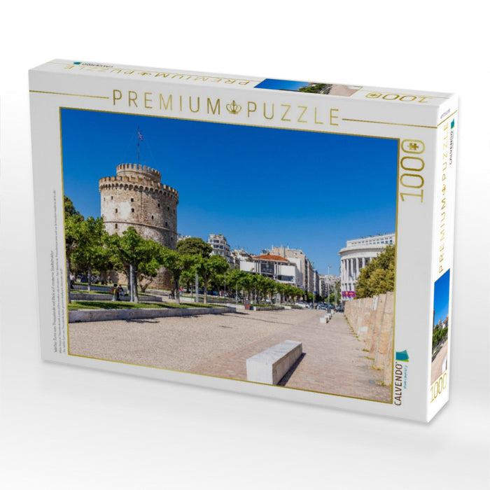 Weißer Turm von Thessaloniki mit Blick auf moderne Stadtstruktur - CALVENDO Foto-Puzzle'