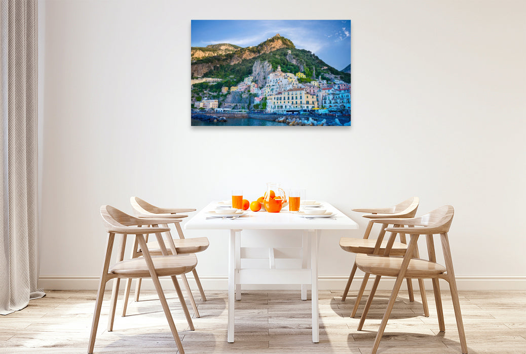 Premium Textil-Leinwand Sonnenaufgang in Amalfi