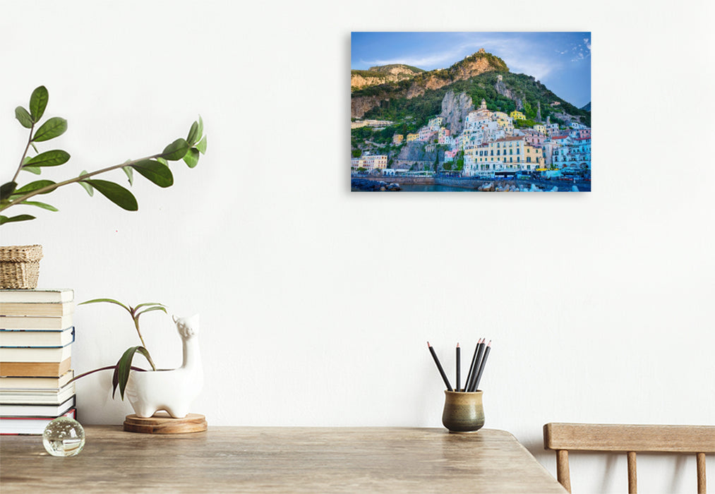 Premium Textil-Leinwand Sonnenaufgang in Amalfi