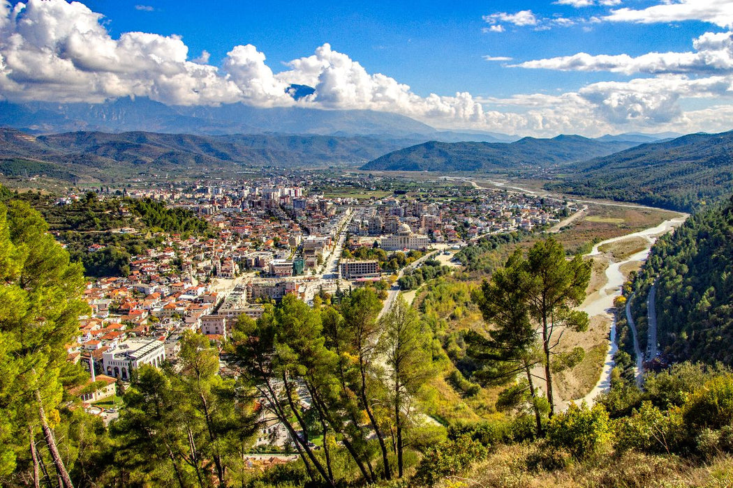 Premium Textil-Leinwand Der Blick auf Berat von der Burg