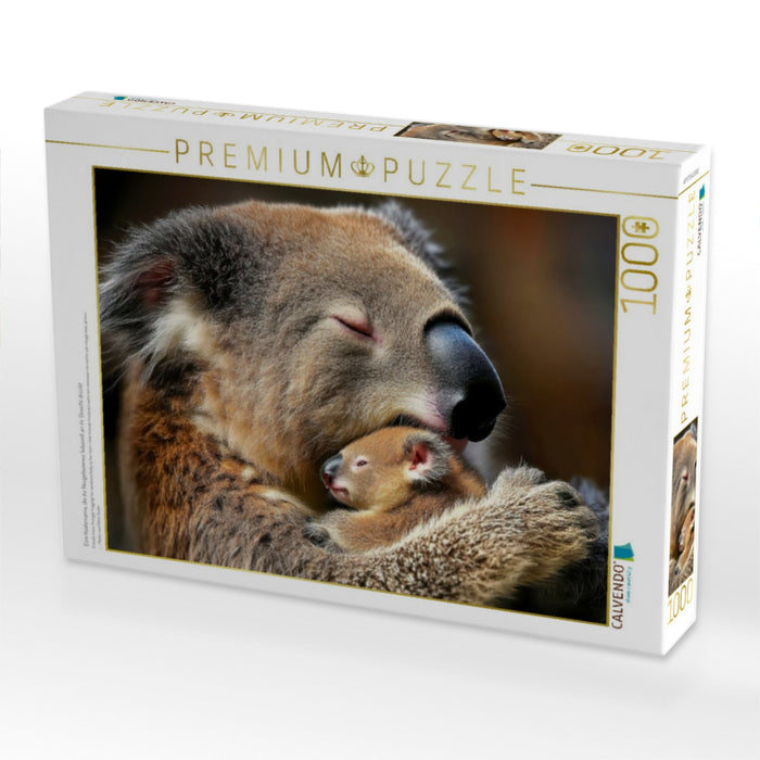 Eine Koalamama, die ihr Neugeborenes liebevoll an ihr Gesicht drückt - CALVENDO Foto-Puzzle'