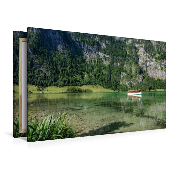 Premium Textil-Leinwand Salet: Boot in der Spiegelung