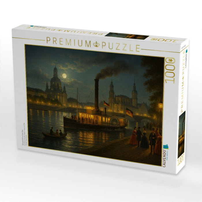 Dampfschiff auf der Elbe - CALVENDO Foto-Puzzle'