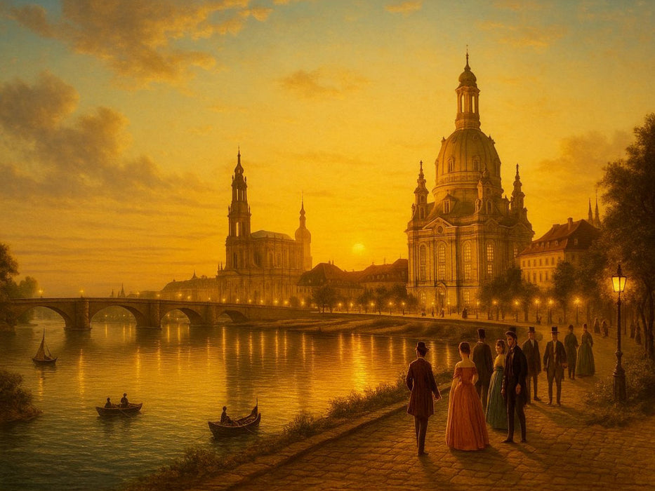 An der Elbe - Augustusbrücke, Hofkirche und Frauenkirche - CALVENDO Foto-Puzzle'
