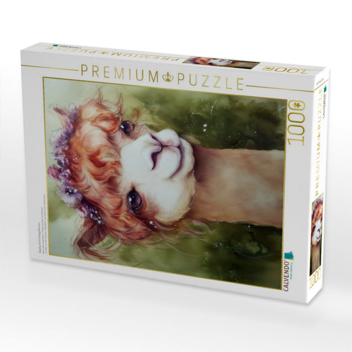 Alpaka mit Frühlingsblumen - CALVENDO Foto-Puzzle'