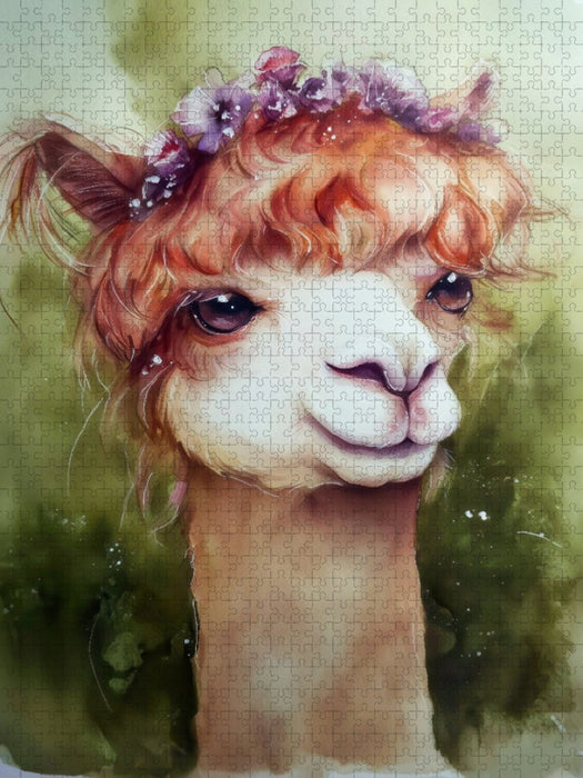 Alpaka mit Frühlingsblumen - CALVENDO Foto-Puzzle'