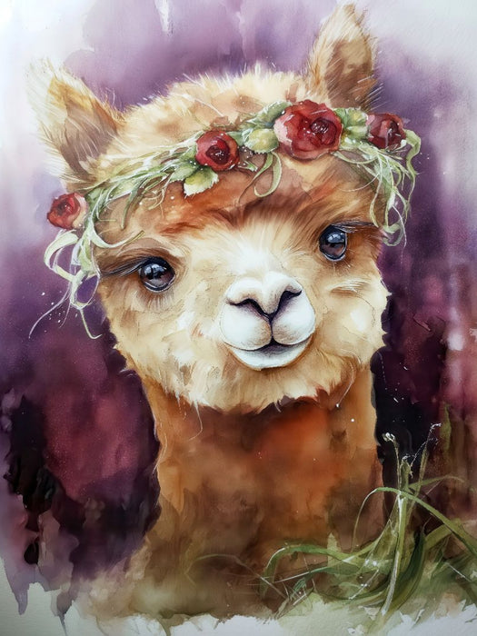 Alpaka mit Blumenkränzchen - CALVENDO Foto-Puzzle'