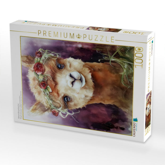 Alpaka mit Blumenkränzchen - CALVENDO Foto-Puzzle'