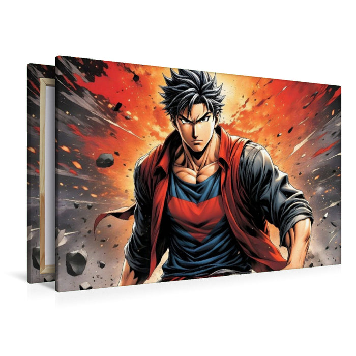 Premium Textil-Leinwand Manga Superheld Toma Kurogane - Der Eiserne Schatten